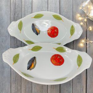 BIA CORDON BLEU M A JILLY AU GRATIN DISHES With Handles Stoneware Pottery Set 2
